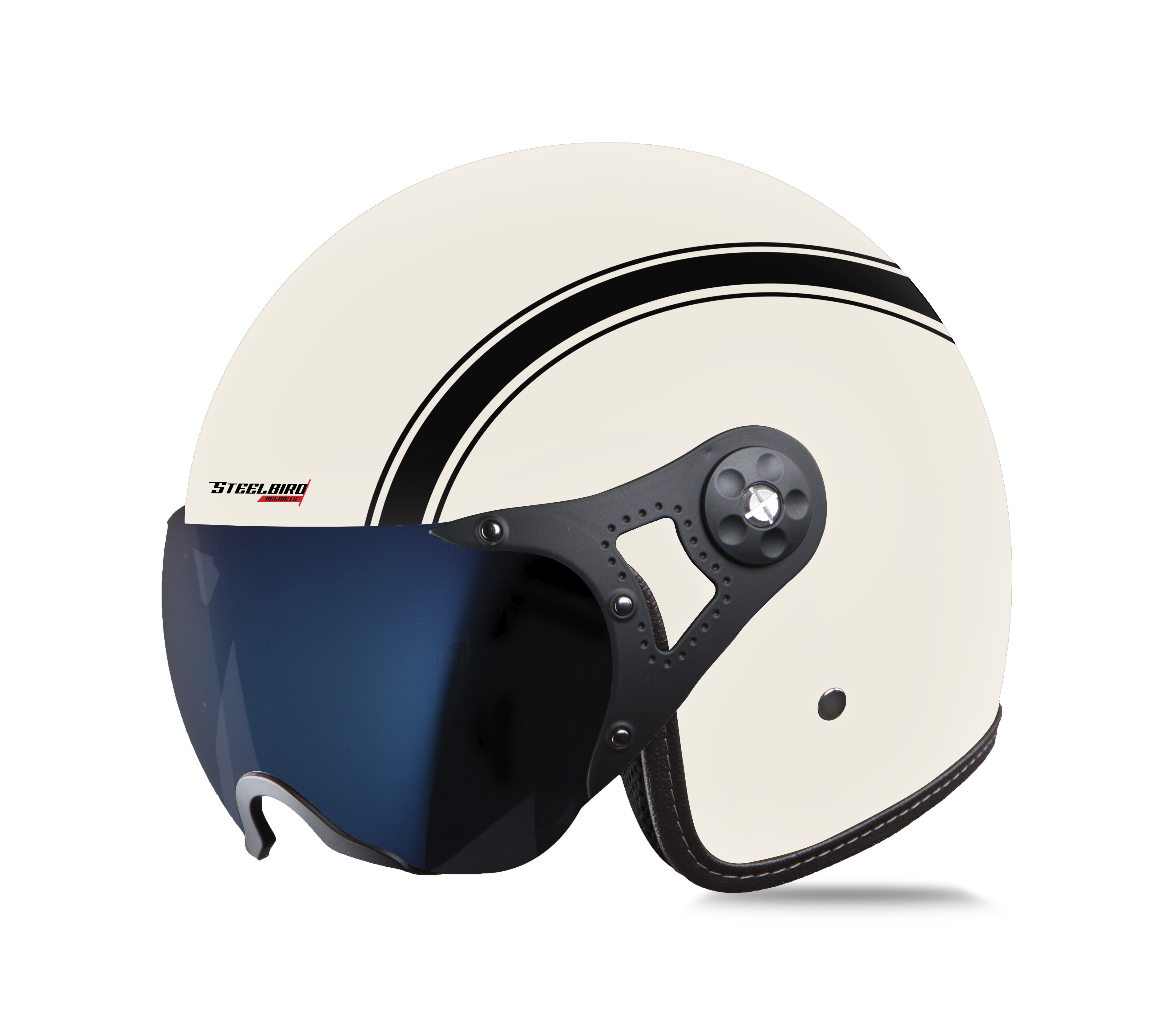 SB-40 DOT STRIPE MAT OFF-WHITE WITH BLACK (WITH EXTRA CLEAR VISOR)